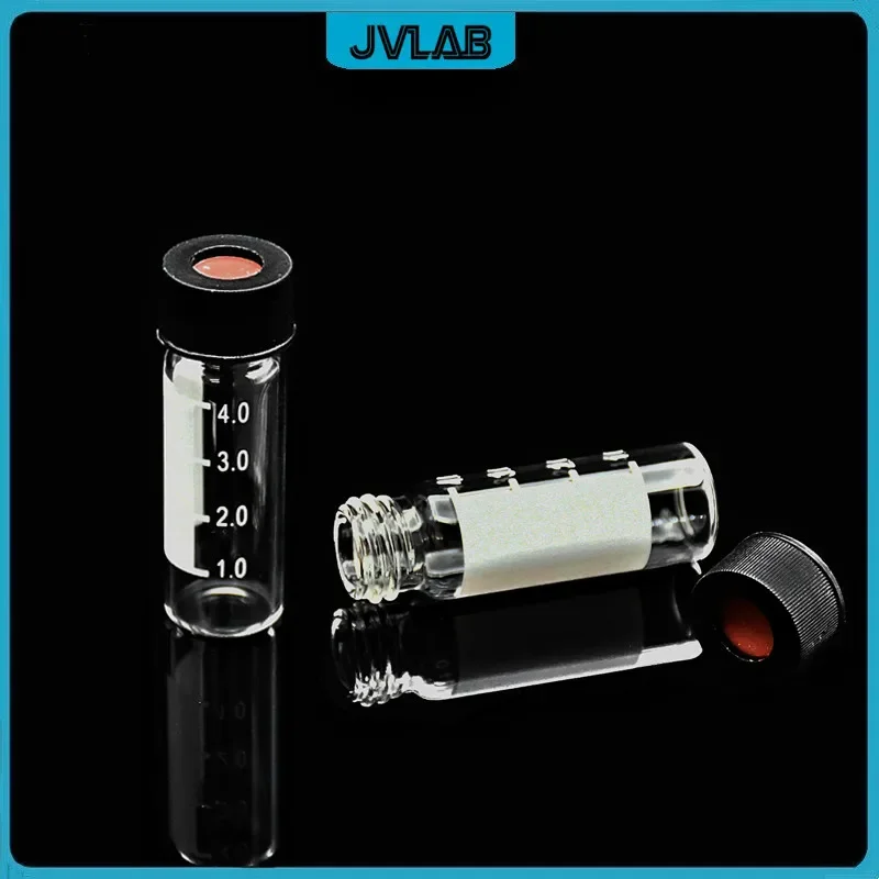 Transparent Chromatography Vial 4ml With Black Open-topped Cap 13mm Automatic Parse Sample Bottle With Scale 100 / PK