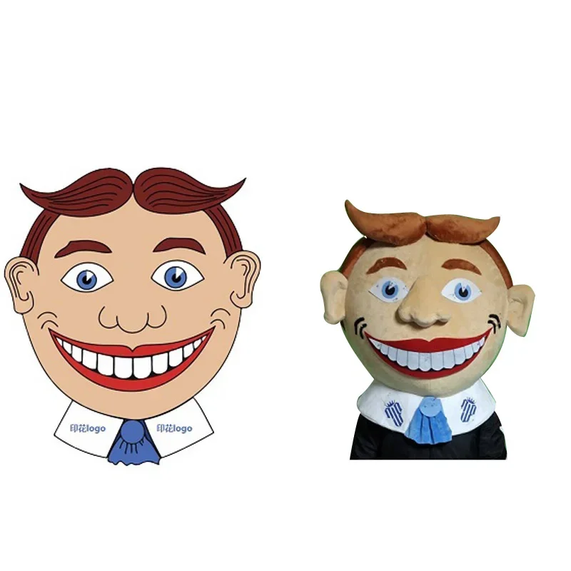 big smile man custom plush mascot head custom make cartoon characters mascot costume head