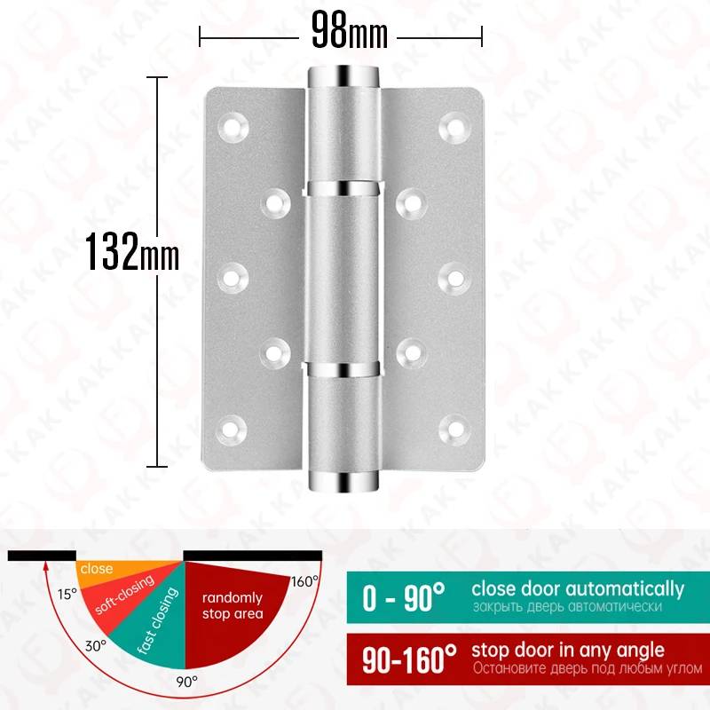 KAK 2er-Pack hydraulischer Türscharnier, automatischer Türschließer 90 ° Positionierung, verstellbarer Türstopper, sanft schließend, 50 kg Türbeschläge