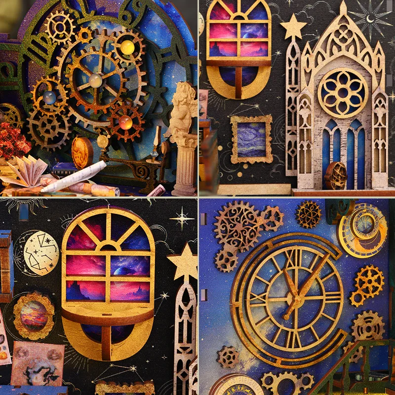 OUZEY Nook del libro della missione interstellare, Habitat spaziale fai-da-te in legno 3D, kit di costruzione di fantascienza per adolescenti