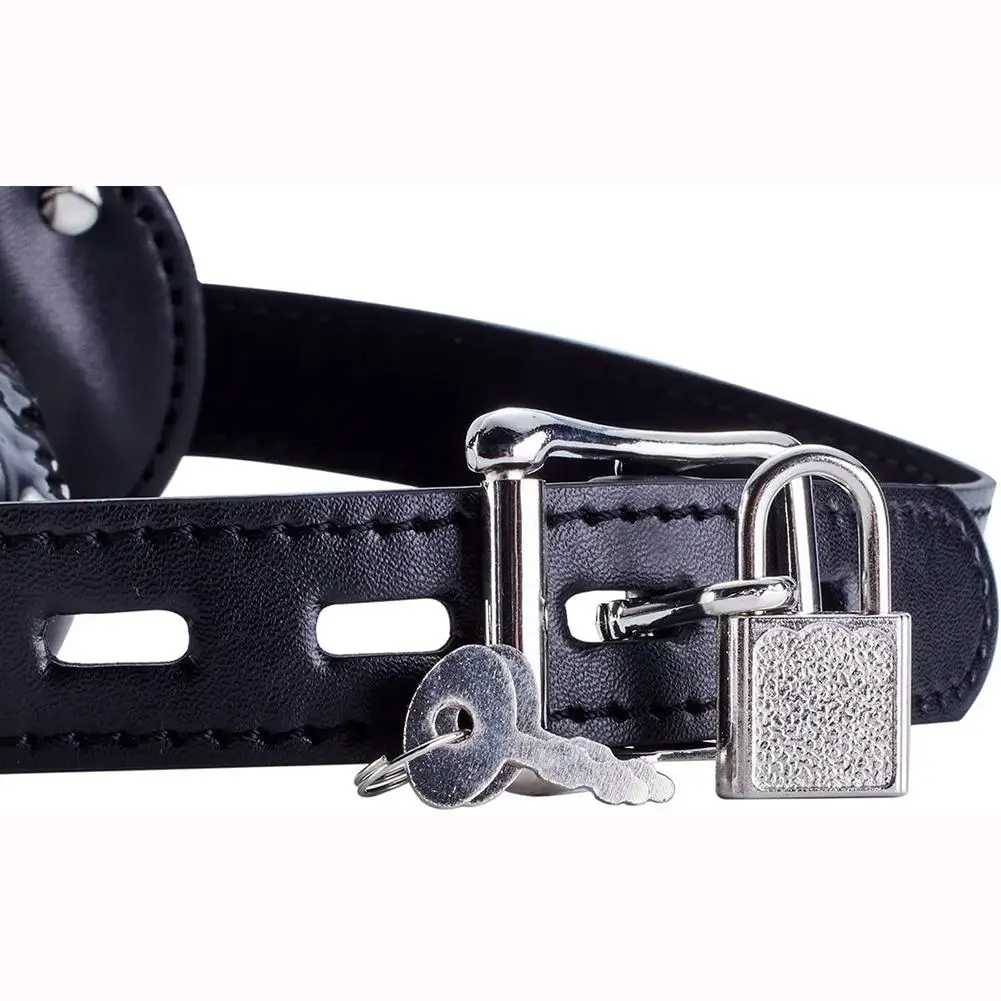 Lockable Dildo Penis Mouth Gag with Lock Bondage Leather Strap On BDSM Adult Sex Toy for Women