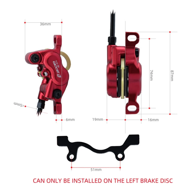 Zoom HB876 Power-off Hydraulic Disc Brake MTB Oil Brake 4 Pistons Caliper Front/Rear Brakes Folding/Mountain E-bike 26 27.5 29er