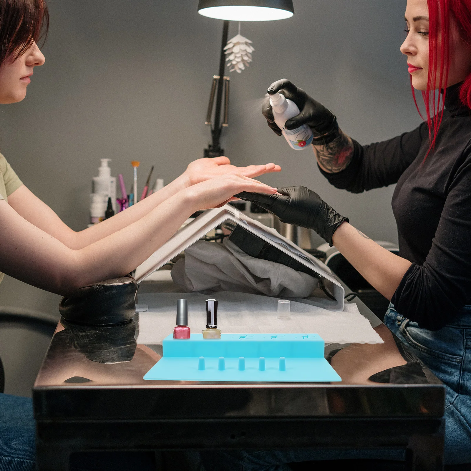 

Silicone Nail Polish Organizer Storage Rack 5 Bottles Smooth Surface Easy to Clean for Professional Manicure Needs