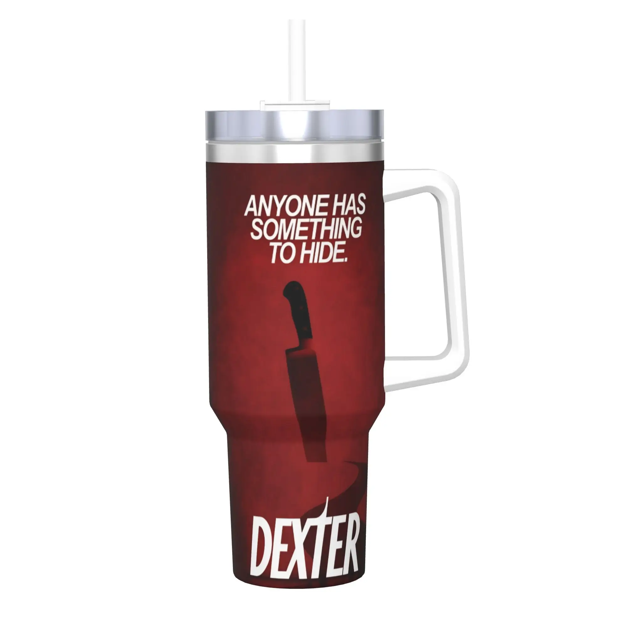 

Dexter Morgan Blood Never Lies 40oz Vacuum Insulated Tumbler TV Show Mugs with Straw Lid Fashion Large Cup Water Bottle School