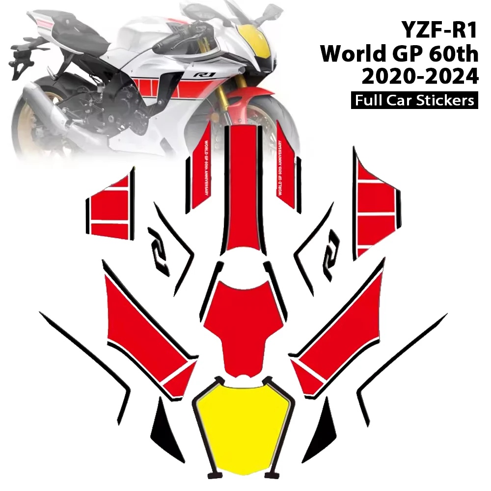 

R1 R1M 2020-2024 Новая наклейка на обтекатель для YAMAHA YZF-R1 World GP 60-летие, полные автомобильные наклейки 20 21 22 24