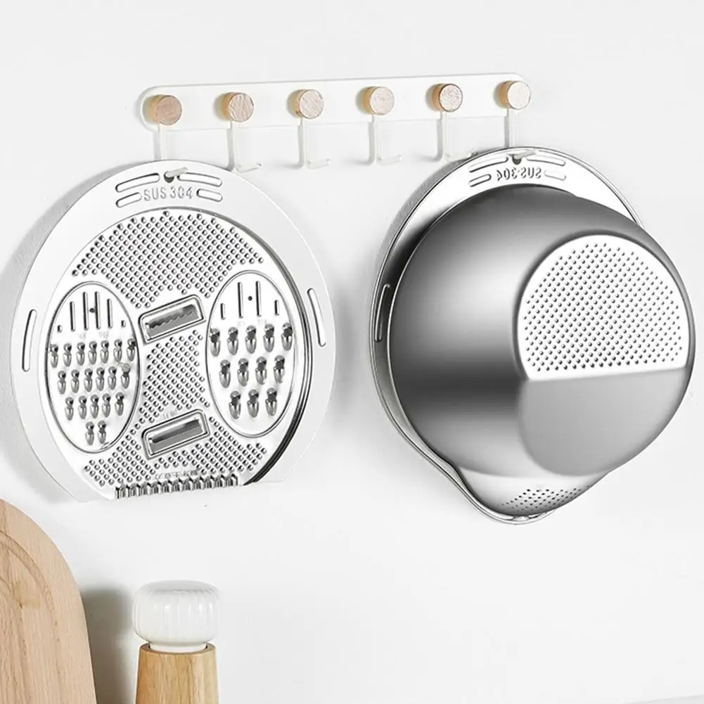 Stainless Steel Drain Basket 3 in 1 Colanders Basin Multifunctional Slicer Basin Vegetable Graters Drainage Thickened Kitch Z6C0