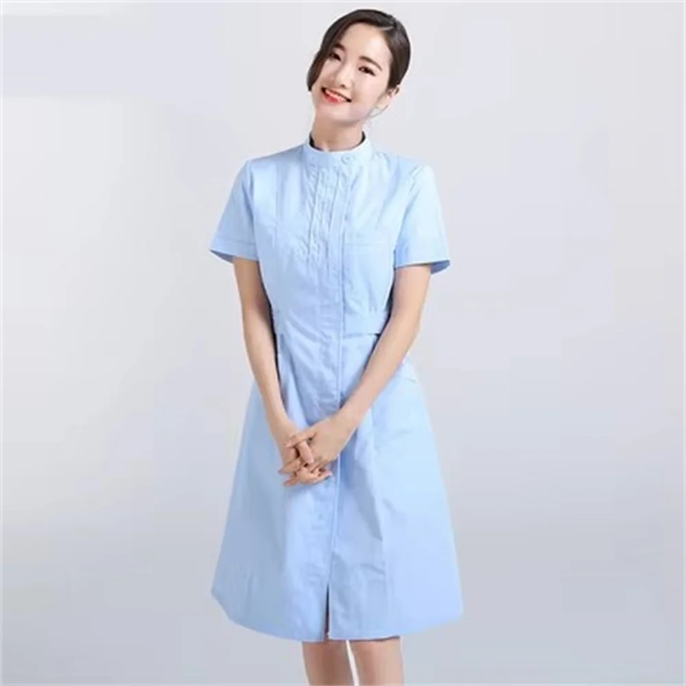 Nurse wear white lab coat female white hospital special beauty salon pharmacy dental work clothes student laboratory clothes