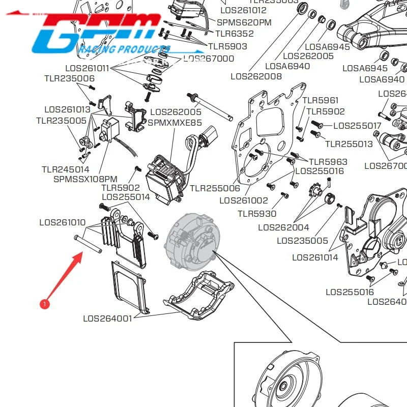 GPM MX088/PIN MEDIUM CARBON STEEL FRONT CRASH STRUCTURE FIXED PIN FOR LOSI 1/4 PROMOTO MX SM MOTORCYCLE RC Upgrade