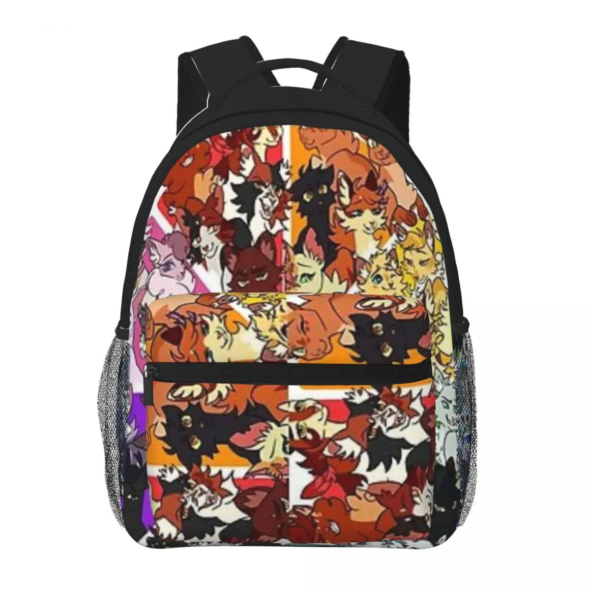 W-Arrior Katten Kleurenwiel Modemerk Kinderen Cartoon Schooltas Jongens En Meisjes Rugzak Schattige Twee-Schoudertas Kids 16Inch