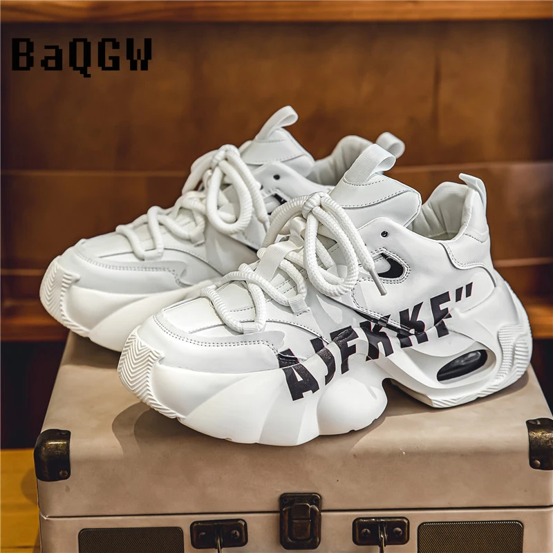 Chunky Sneakers for Men Autum New Designer Shoes Fashion Casual Microfiber Leather Upper Increased Internal Platform Sport Shoes