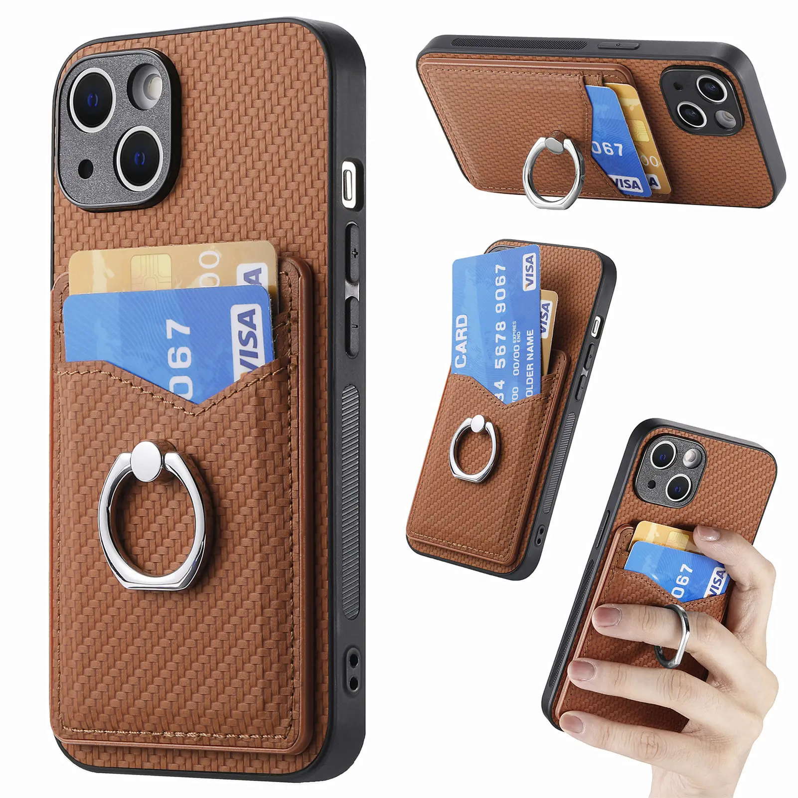 Cards Holder Case For Samsung Galaxy Jump 3 2 A Quantum 3 4 Buddy 3 2 Wide 5 6 Magnetic Finger Ring Holder Card Slot Phone Cover