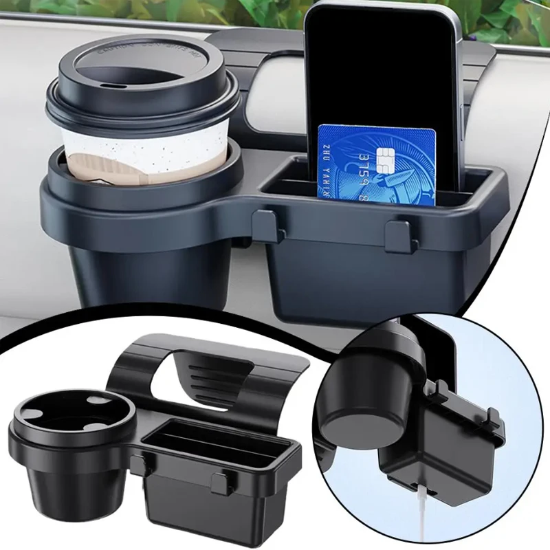 

Car Door Cup Holder Window Drink Bottle Holder Stand Phone Key Organizer With With Dual Hanging Hooks & Charging Port Accessorie