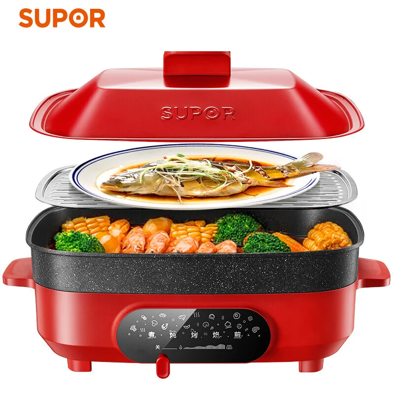 Multi-functional Cooking Pot Household Electric Hot Pot Electric Steamer Non-stick Barbecue Pot Frying and Baking Machine