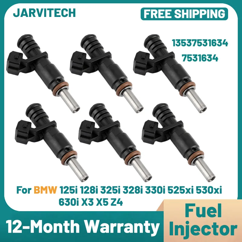 

6PCS Fuel Injectors 13537531634 7531634 For BMW 125i 128i 325i 328i 330i 523i 525xi 530xi 630i X3 25i 30i xDrive X5 Z4