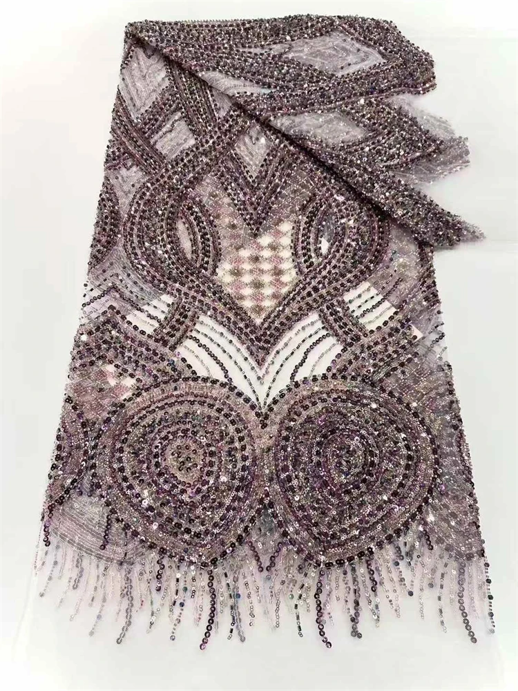 Роскошная африканская кружевная ткань с блестками, тяжелая кружевная ткань с бисером, 2021, высокое качество, 5 ярдов, французская кружевная ткань, нигерийская кружевная ткань для вечеринки