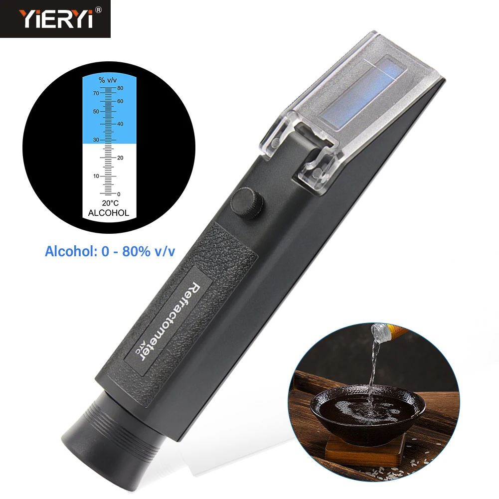 

Handheld 0-80% Alcohol Refractometer ATC Spirits Concentration Meter Brewing Liquor Tester Densimeter Alcohol With Bag