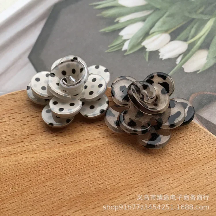 2pcs Korean Temperament Polka Dotl Camellia Flower Petals Acrylic Accessories for DIY Jewelry Making Accessories