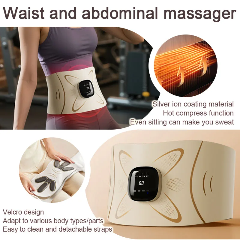 

Sports Sweat Belt Micro Current Hot compress Waist Massage Instrument EMS Pulse Full Combustion Waist and Abdominal Massager