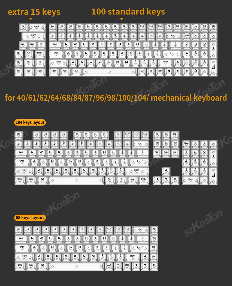 115 أغطية مفاتيح شفافة كريستالية شفافة لامعة من خلال أغطية لوحة المفاتيح لمفاتيح Mx لوحة المفاتيح الميكانيكية للألعاب فقط أغطية المفاتيح