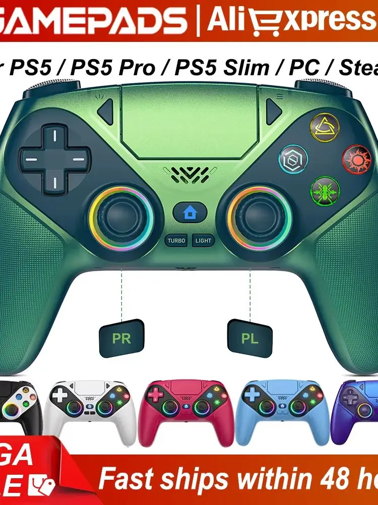 Kontroler do Playstation 5 PS5 Pro/Slim/PC Bezprzewodowy Gamepad z Efektem Halla, Przyciski RGB, Turbo, Wibracje, Joystick — zdjęcie produktu 7
