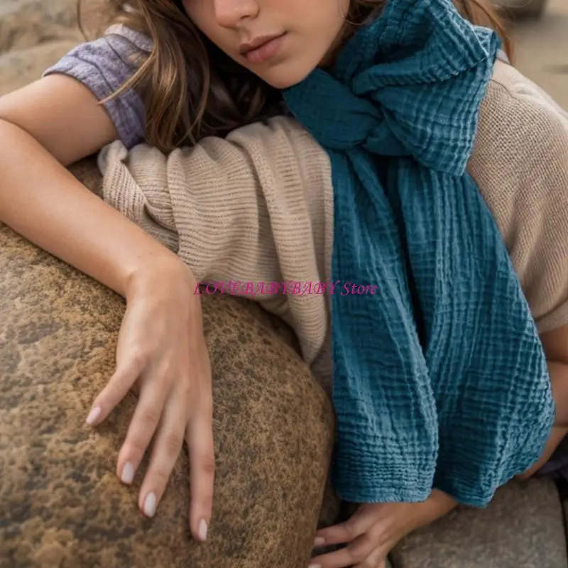 Double Layer Neckerchief Scarf for Women Multifunctional Nursing Cover 65x180cm 4XBC