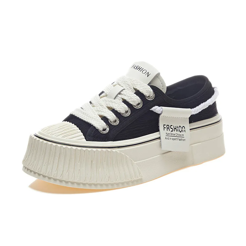 Fashionable Genuine Leather Small White Spring New Versatile Casuals Shoes Leisure Thick Soles High Height Women's Shoes Pleated