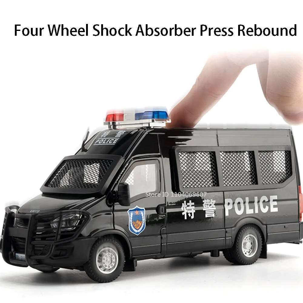 Maßstab 1:24 H2 Polizeiauto Spielzeug Miniaturmodelle Legierung Druckguss Türen geöffnet zurückziehen Sound Licht SWAT Fahrzeug Geschenke für Jungen – Detail 11