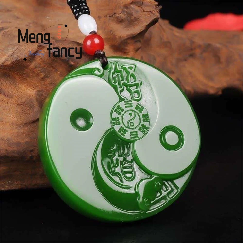 Natural Hetian White Jade Jasper Taiji Bagua Pendant Exquisite Fashion Charm Luxury Jewelry Best Selling Handicraft Holiday Gift