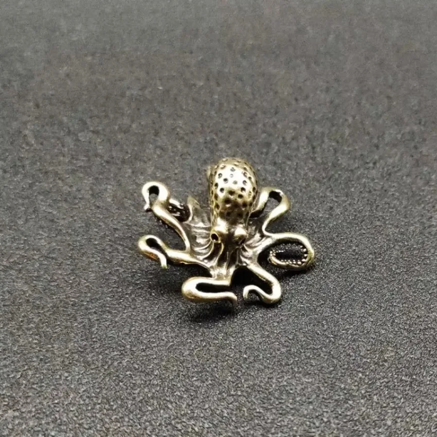 Brass Octopus Ornament Handmade Pure Copper Octopus Handle Piece Tea Ceremony Accessories Creative Tea Pet