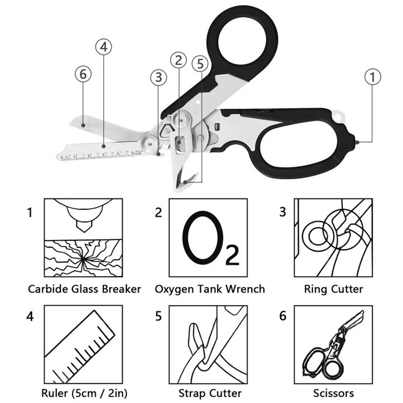 Foldable Plier Outdoor Survival EDC Tool Gear Tactical Medical Scissor Emergency Rescue Shear First Aid Kit Raptor Scissors