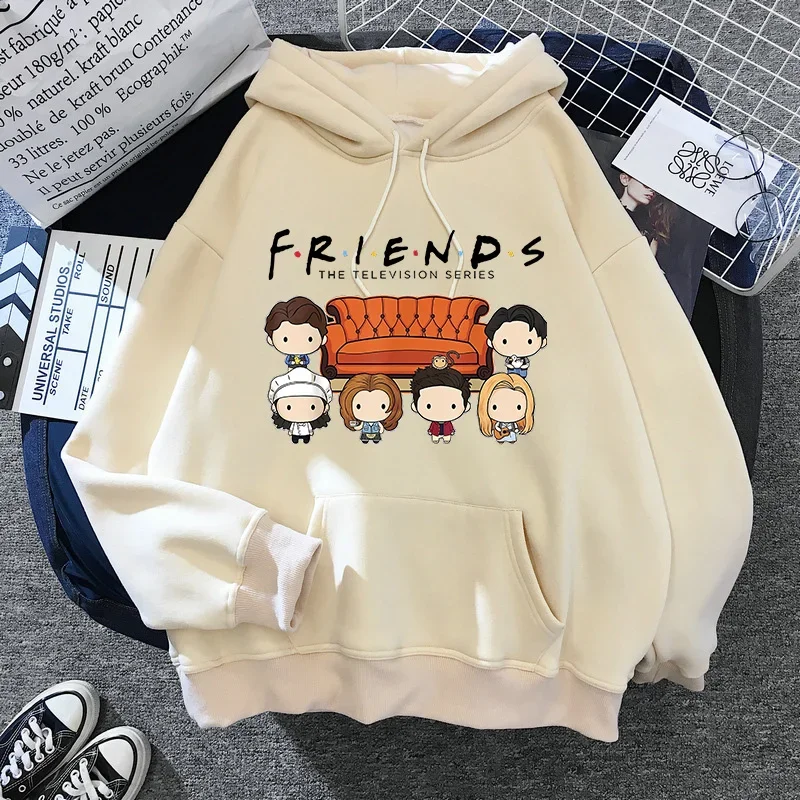 Women Funny Cartoon Friends Black Hoodies Friends Tv Show Harajuku Ullzang Graphic Sweatshirt Vintage Letter Y2k Hoody Female