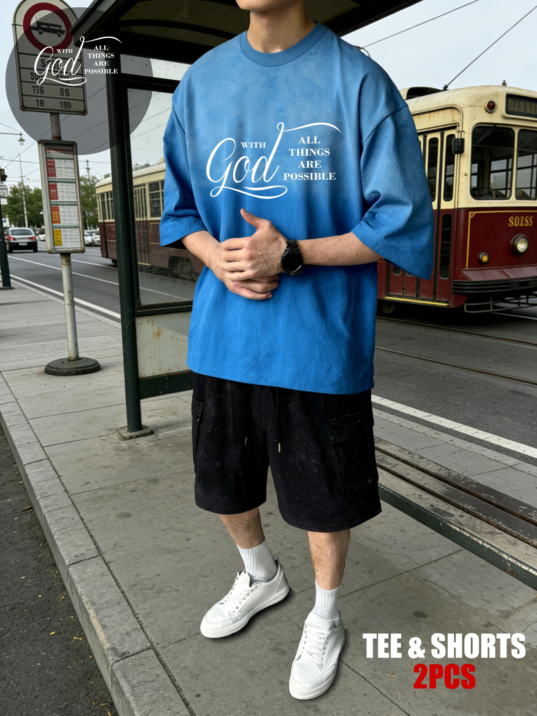 

Футболка с принтом «С Богом все возможно», мужская свободная хлопковая мягкая футболка в стиле ретро, модная универсальная футболка с короткими рукавами, унисекс, уличный стиль