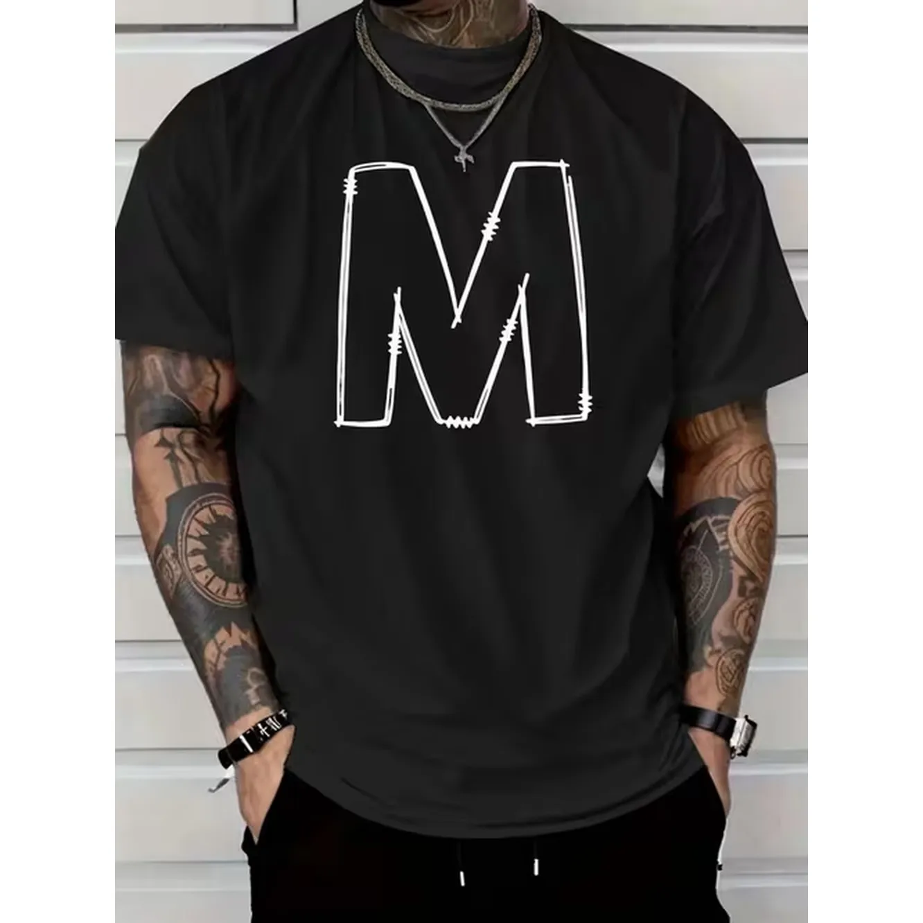 item picture mens heavyweight 180gsm cotton t shirt with m logo crew neck short sleeve casual smart casual shirt machine washable tee durable fabric for casual attire regular fit apparel 180 gsm