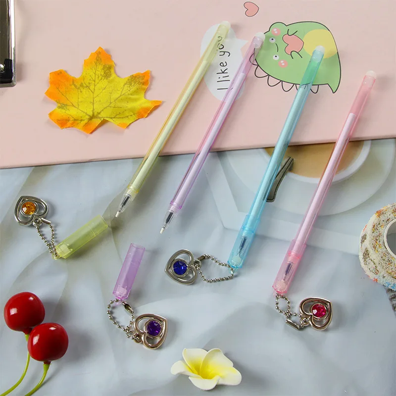 

24 Pcs Gel Pens High Beauty Pendant Creative Chicken Heart Gem Pendant Cute Student Stationery Writing Tool Water Based