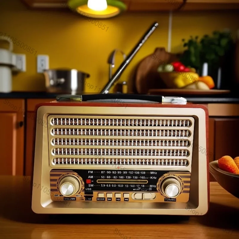 High power 20W retro nostalgic old man radio FM medium wave short wave bluetooth card speaker charging desktop view 3