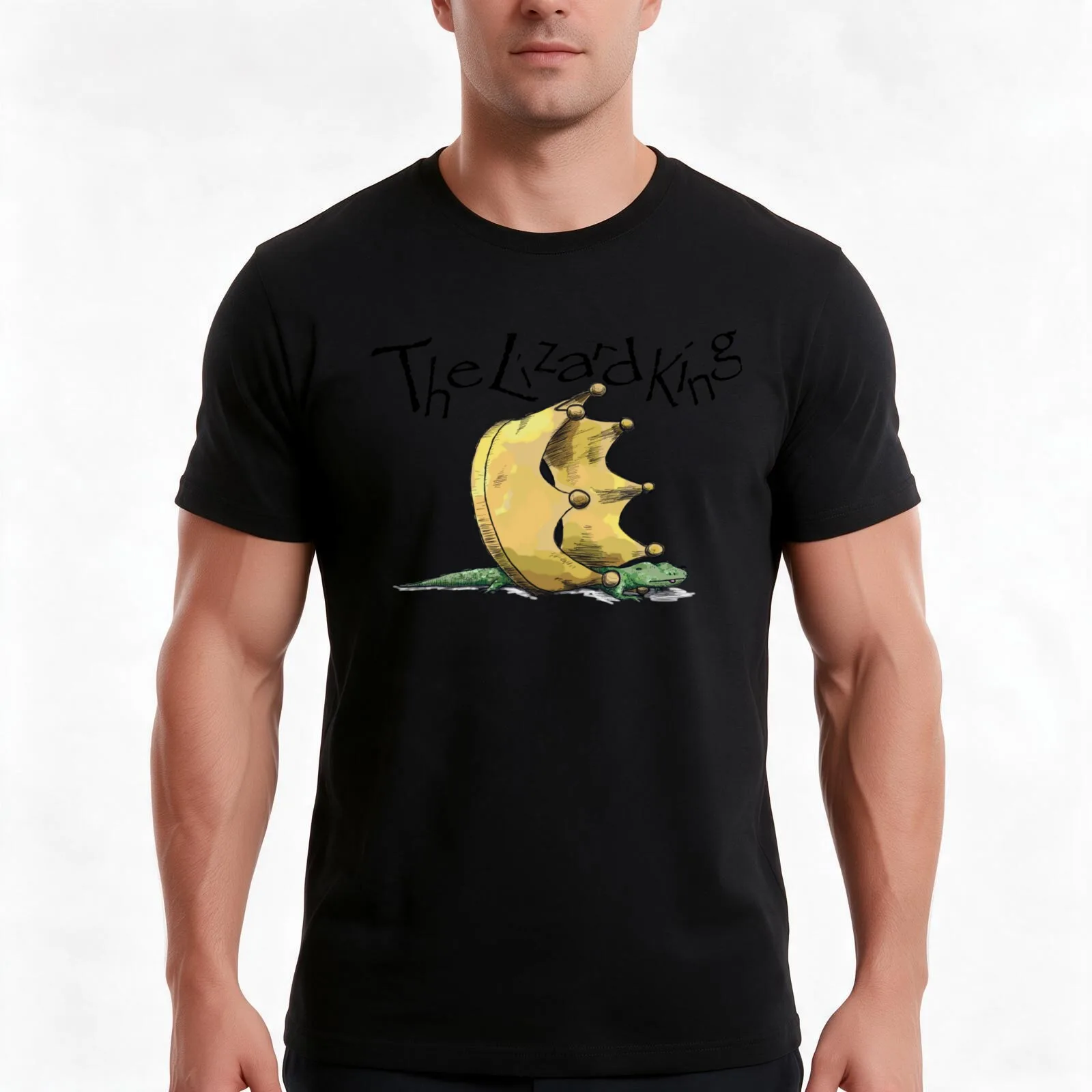 The Lizard King T-Shirt, Summer Casual Cotton Tee, Oversized Streetwear Tops, Vintage Graphic Print, Loose Fit Short Sleeve