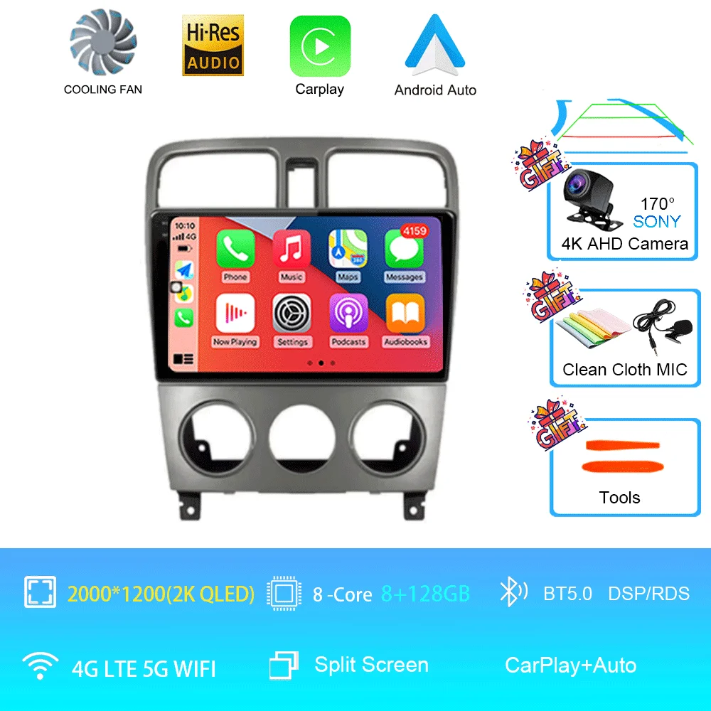 Android 16 autoradio multimediasysteem videospeler navigatie Carplay geen 2Din DVD scherm voor Subaru Forester SG 2002-2008