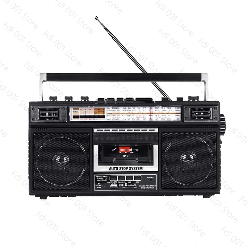 Vintage Tape Recorder Cassette Quad Speaker Stereo Old Man Student Bluetooth Full Band Radio