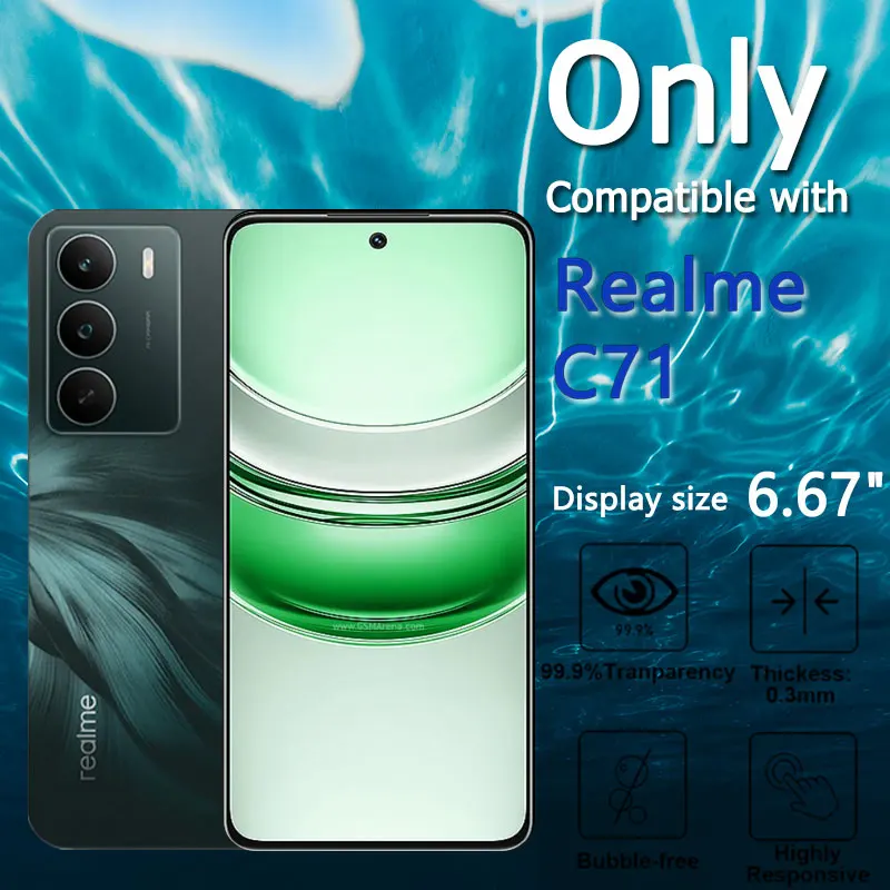 1-4 قطعة حامي الشاشة ل Realme C71 C 71 6.67 "الزجاج المقسى كريستال 9H عالية الألومنيوم المضادة للخدش بصمة صديقة #5