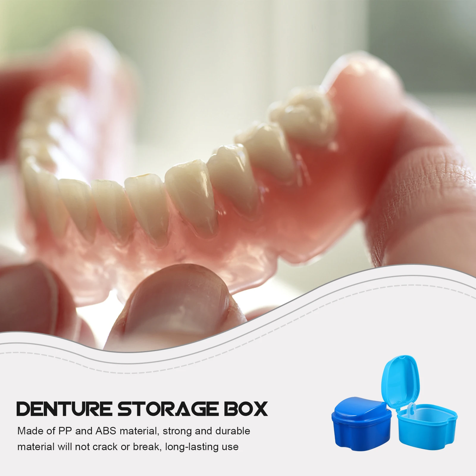 

4 Pcs Denture Box False Teeth Container Retainer Case Portable Storage Light Blue PP ABS Soaking Bath Holder