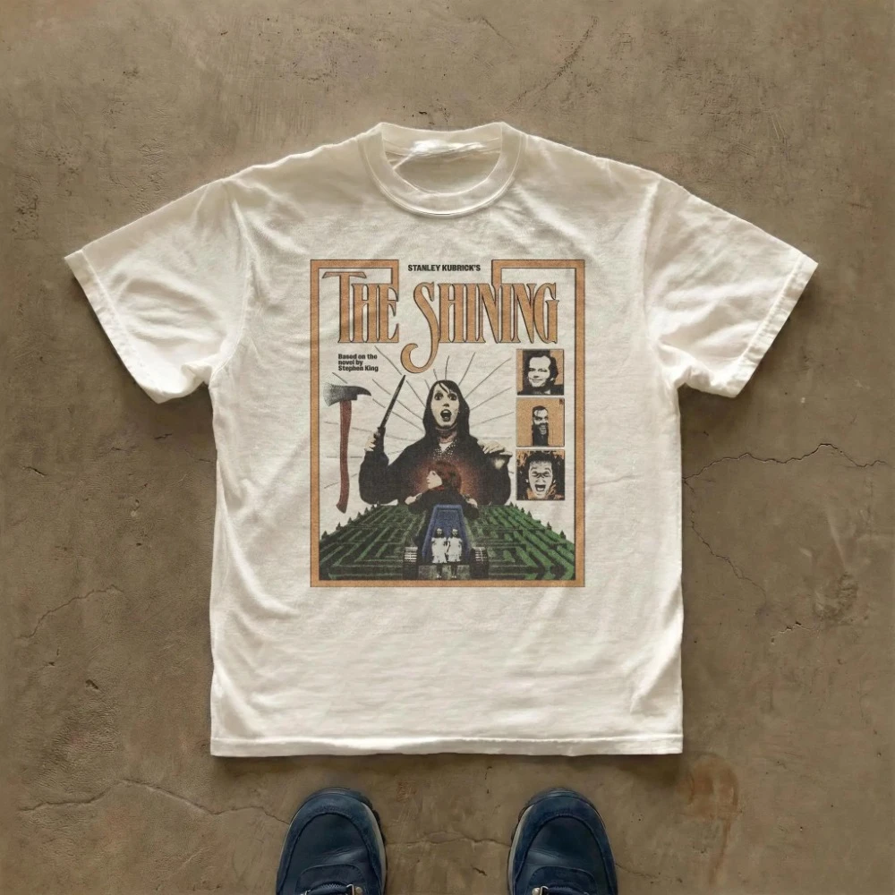 Camiseta con estampado de la película Shining, camiseta gráfica de película de terror, camiseta de manga corta de la película de Stanley Kubrick, camiseta para hombre y mujer para todas las estaciones