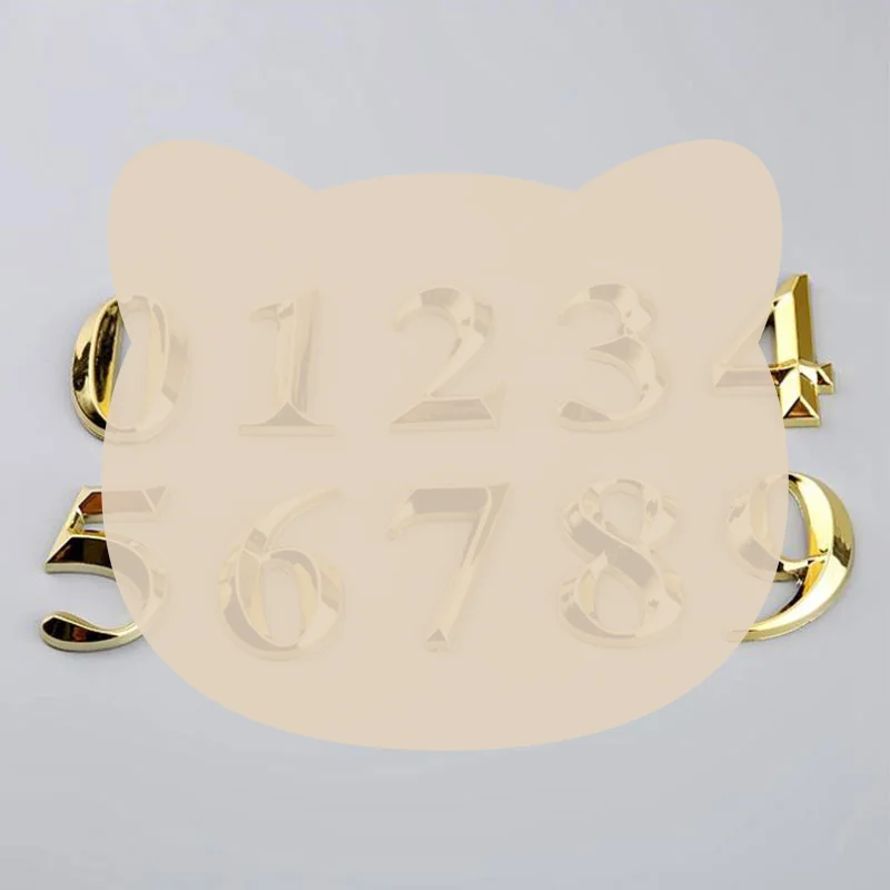 3D Door Number ABS Injection Molding Electroplating Plate Digits 0 To 9 Golden Door Self Adhesive Street Sticker Outdoor