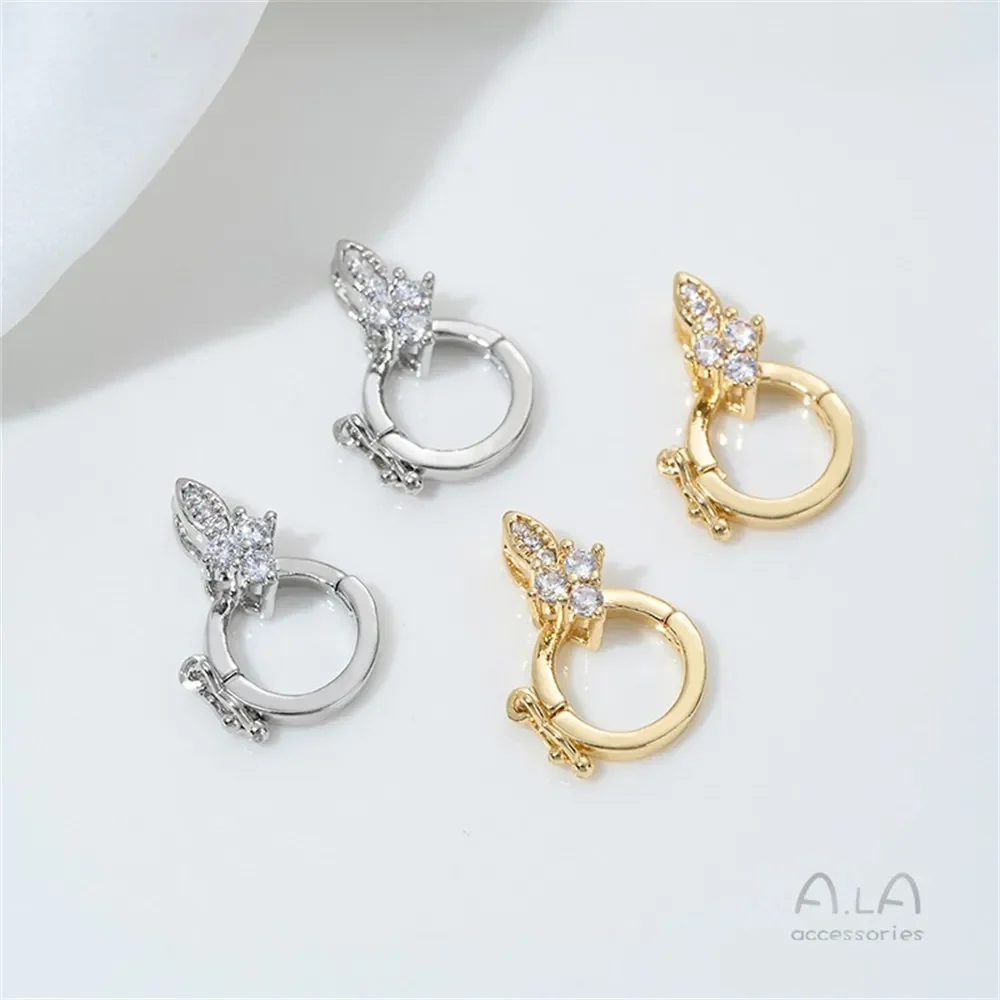 

K419 14-каратное позолоченное циркониевое универсальное застежка, универсальная застежка для ожерелья с нефритовым кристаллом и жемчугом, застежка-подвеска, ювелирные изделия своими руками, аксессуары