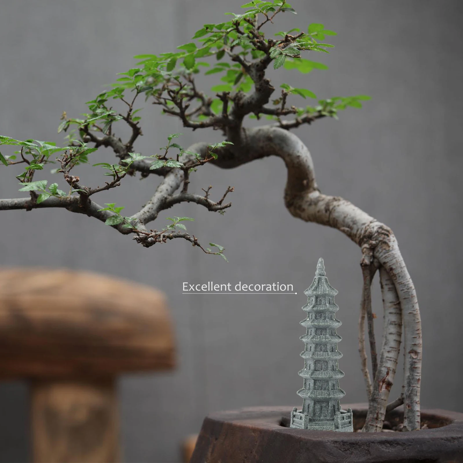 

1pc Pagoda Shape Garden Ornament Sandstone Statue Landscape Decoration Micro Bonsai Scene Durable Premium Material Outdoor Yard