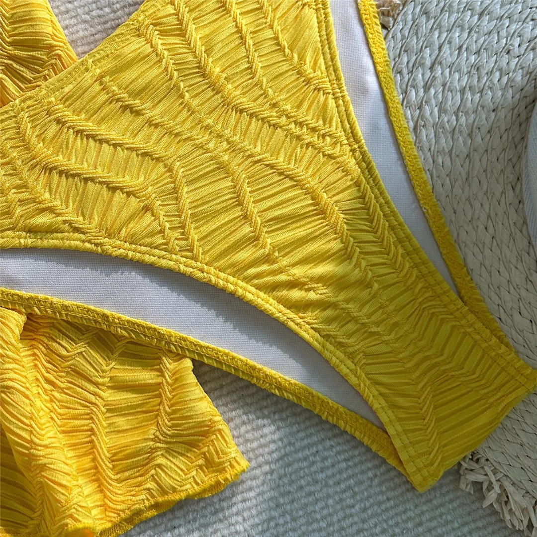 Neues 3-teiliges Tankini-Set mit Rock, geraffter Bikini, Damen-Badebekleidung, dreiteiliges Bikini-Set, Damen-Badeanzug, Badebekleidung, Badeanzug V7415 – Detail 34
