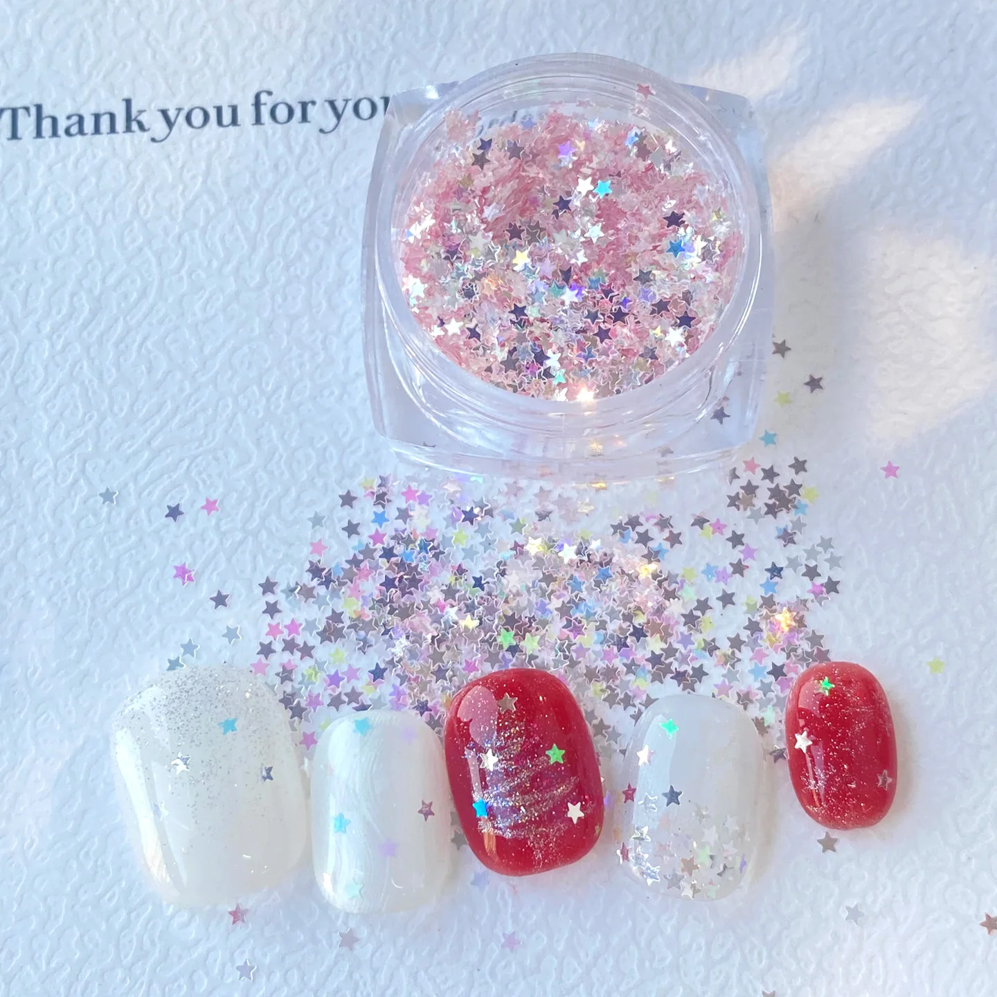 TSZS, nueva Mini estrella colorida, purpurina holográfica para decoración de uñas, mezcla coreana de colores, corazón rosa, lentejuelas para uñas, venta al por mayor