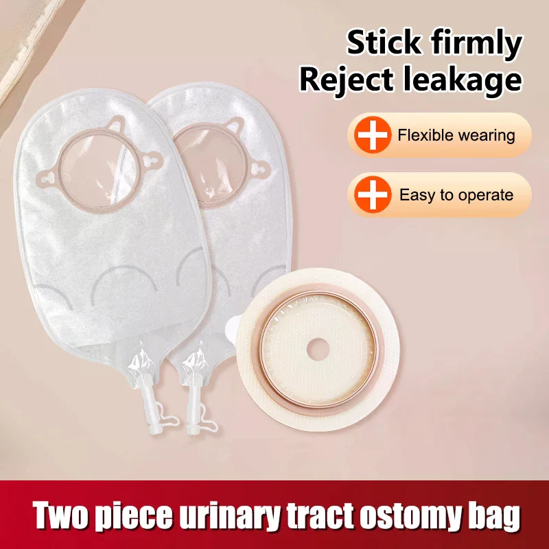 Two Piece Non Woven Ostomy Bag With Hook And Urination Valve Disposable Colostomy Pouch Supplies Ileostomy Stoma Care
