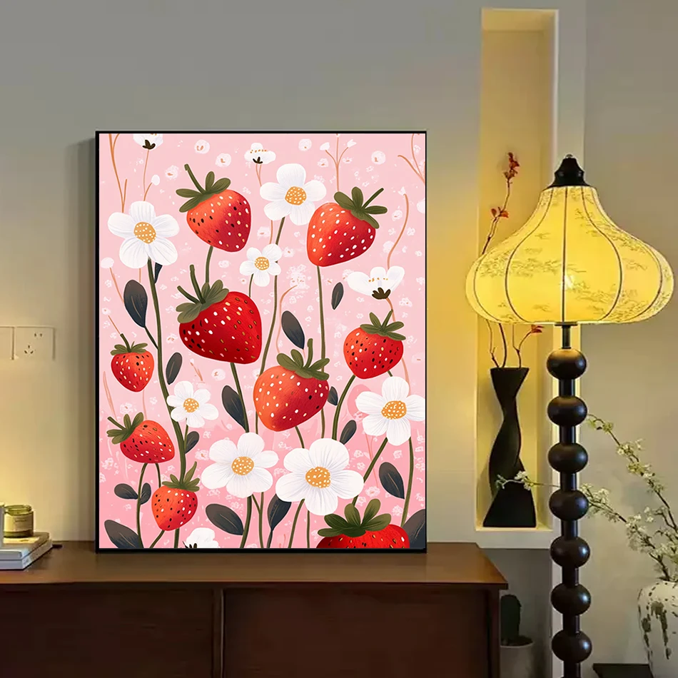 

SDOYUNO Painting Paints By Numbers Pink fruit plants Drawing By Numbers Gifts Canvas Wall Art Acrylic Paints Watercolors Kits