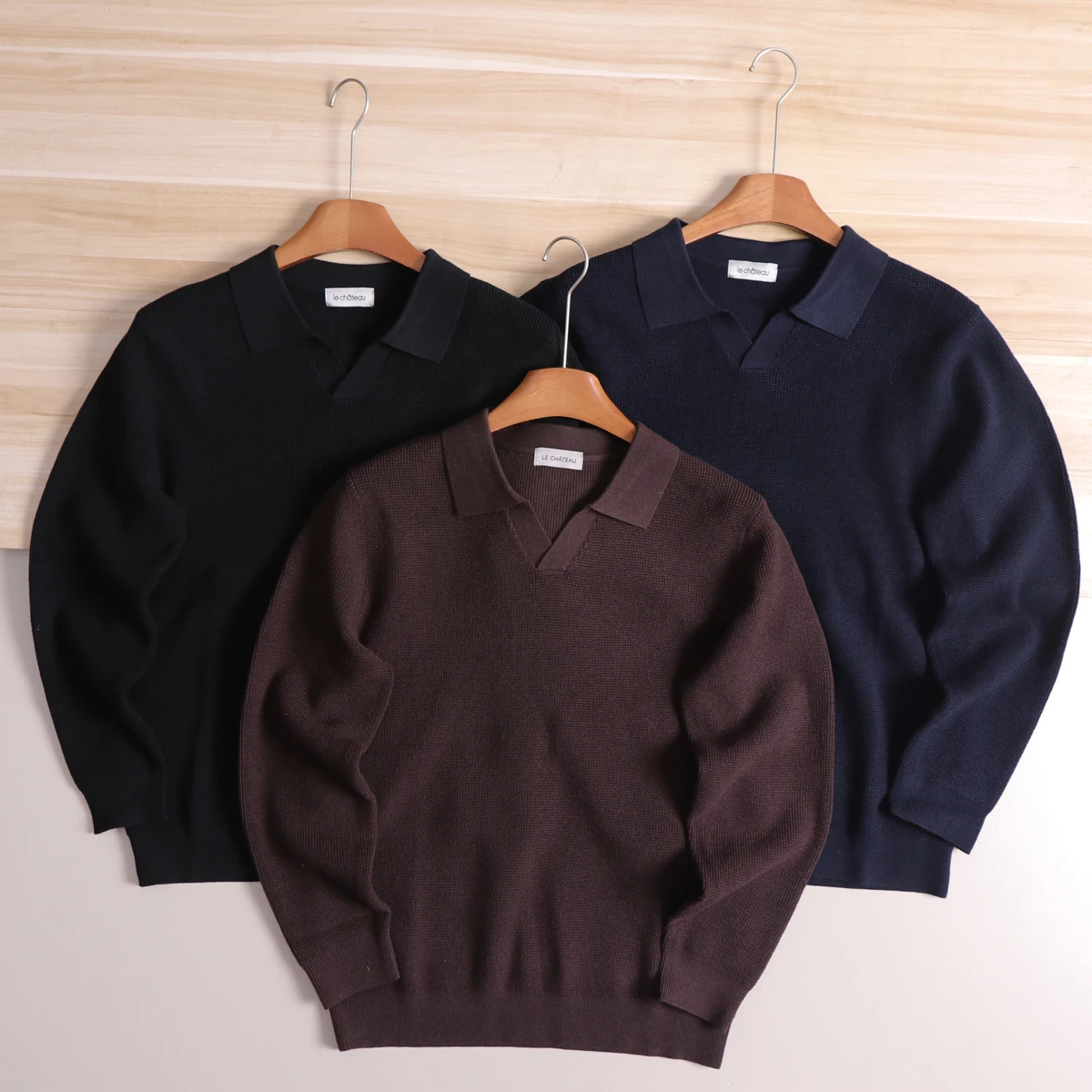 Nordic Style Men's Knitted Sweater Autumn Winter Casual Versatile Long Sleeve Ocean Bird Collar Italian Fashion Trend Polyest...