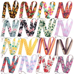 KKZ367 Fashion Flowers Moon Keychain Tags Strap Neck Lanyards For Keys ID Card Pass Gym Phone USB Badge Holder DIY Hang Rope